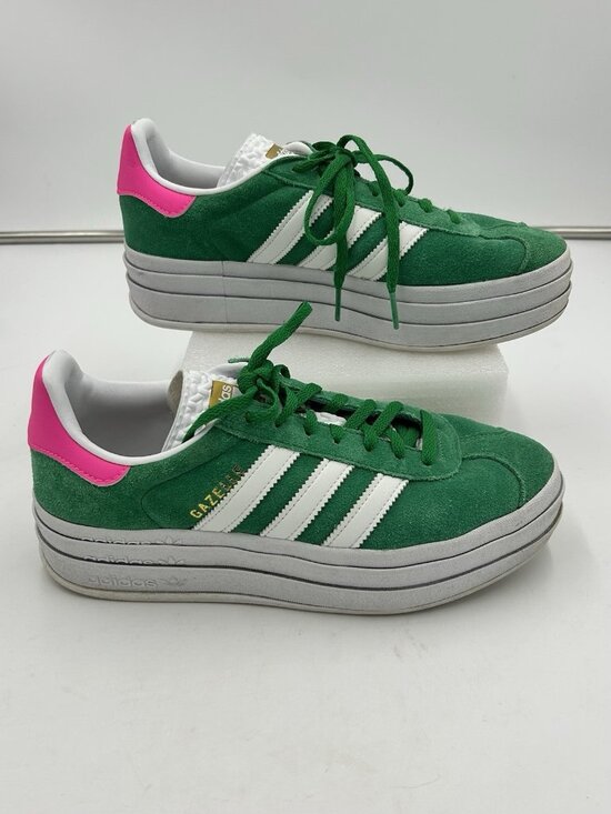 adidas Shoes - adidas Gazelle Bold Green / Lucid Pink Suede Platform Sneakers Womens Size 8 US